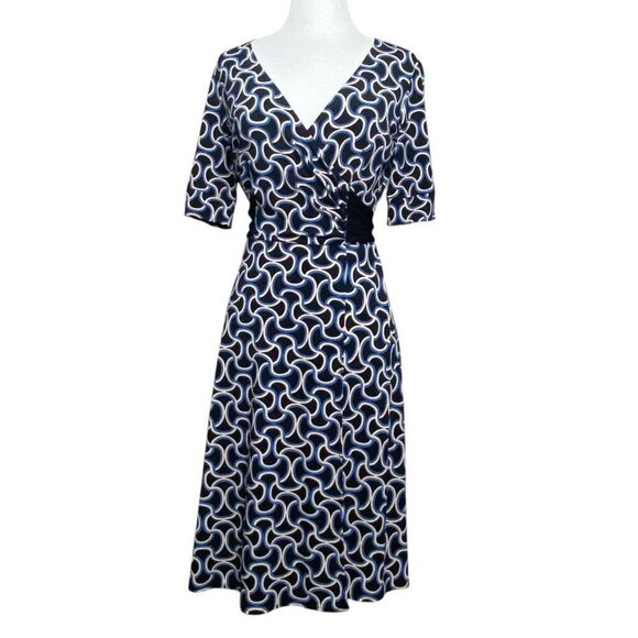 Donna Morgan Jersey Dress navy and Teal Size 8 - Picture 1 of 6